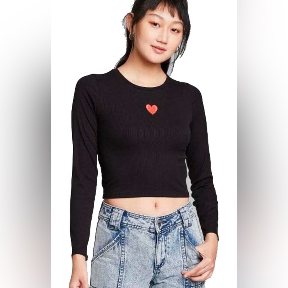 Wild Fable Red Heart Long Sleeve T-Shirt